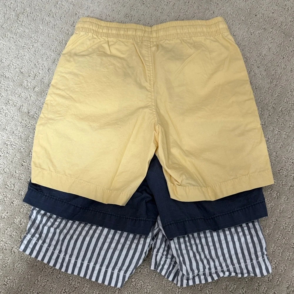 GAP Boys Three-Pack Shorts in Yellow, Navy & Striped Blue/White